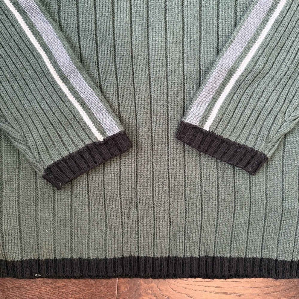 Vintage Y2K Sweater Mens S Green Skater Grunge‎ Ribbed GNARLY Streetwear Unisex - Picture 3 of 7